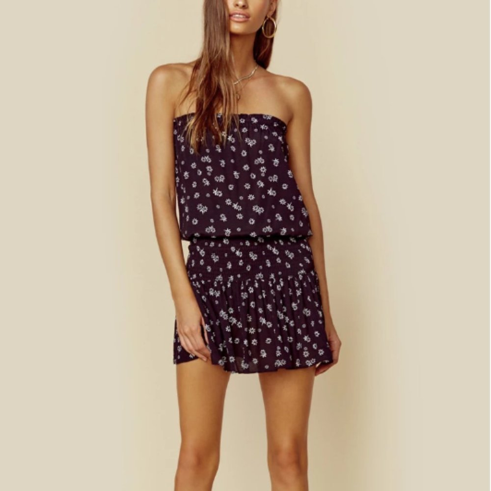 Blue Life Good Karma Mini Dress Daisy Ditsy Black